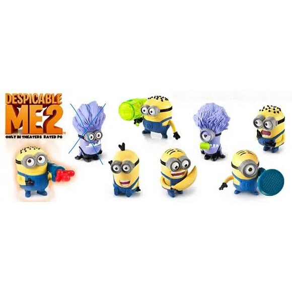 Set of 7 Minions Figures 2013 McDonalds Happy Meal Toys Despicable Me 2 - Picture 6 of 6